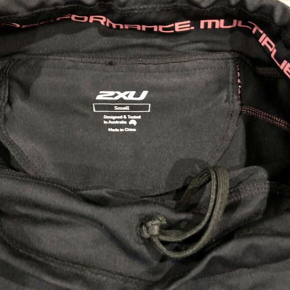 2XU Compression Leggings Small Black Pink Stitch Pocket Zipper Ankles Drawstring - Picture 9 of 12